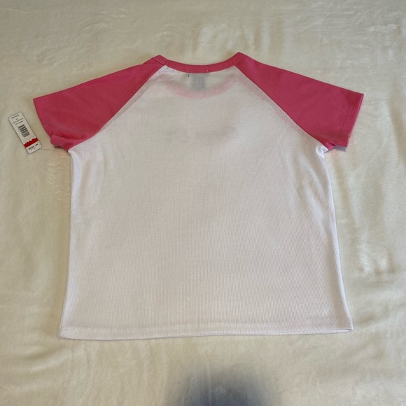 Pink and white short sleeve T shirt ‘Over it’ - Picture 7 of 7